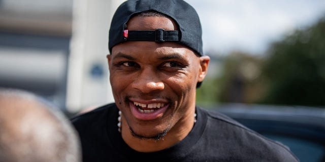 Russell Westbrook is seen outside Amiri during Paris Fashion Week - Menswear Spring/Summer 2023 on June 23, 2022 in Paris, France.