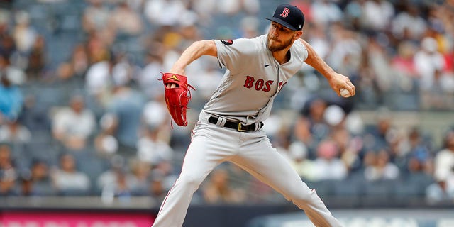 Chris Sale, #41 of the Boston Red Sox, in action against the New York Yankees at Yankee Stadium on July 17, 2022 in New York City. 