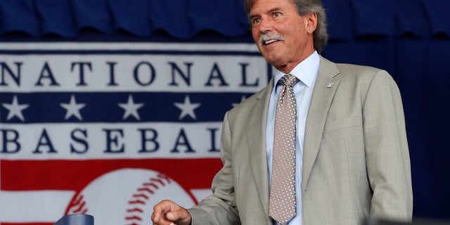 Hall of Famer Dennis Eckersley attends the Baseball Hall of Fame induction ceremony at Clark Sports Center on July 24, 2022, in Cooperstown, New York.