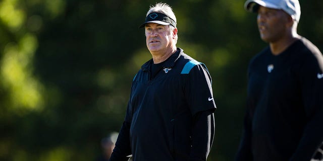 Head coach Doug Pederson of the Jacksonville Jaguars during training camp July 27, 2022, at Episcopal High School in Jacksonville, Fla. 