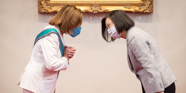 House Speaker Nancy Pelosi, D-Calif., receives the Order of Propitious Clouds with Special Grand Cordon, Taiwan’s highest civilian honor, from Taiwan's President Tsai Ing-wen, Aug. 3, 2022 in Taipei, Taiwan.