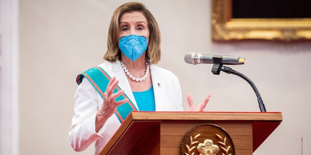 TAIPEI, TAIWAN: Speaker of the House of Representatives Nancy Pelosi (D-CA), speaks after receiving the Order of Propitious Clouds with Special Grand Cordon, Taiwan’s highest civilian honor.