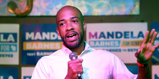 MILWAUKEE, WISCONSIN - AUGUST 07: Wisconsin Lieutenant Governor Mandela Barnes, the Democratic nominee for the U.S. senate, speaks during a campaign event at The Wicked Hop on August 07, 2022 in Milwaukee, Wisconsin. (Photo by Scott Olson/Getty Images)