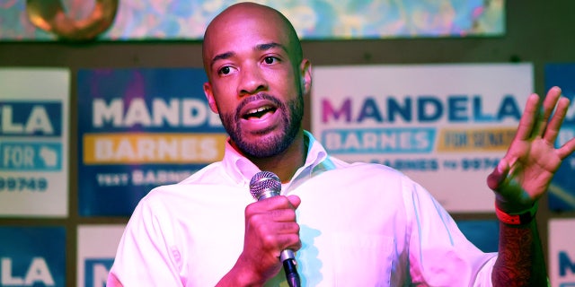 Wisconsin Lieutenant Governor Mandela Barnes, the Democratic nominee for the U.S. Senate, speaks during a campaign event at The Wicked Hop on Aug. 07, 2022 in Milwaukee.