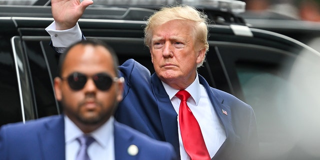 Former U.S. President Donald Trump leaves Trump Tower to meet with New York Attorney General Letitia James for a civil investigation on August 10, 2022 in New York City. 