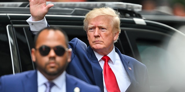 Former U.S. President Donald Trump leaves Trump Tower to meet with New York Attorney General Letitia James for a civil investigation on August 10, 2022 in New York City. 