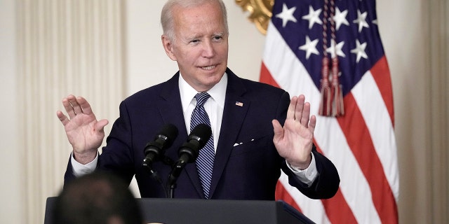 U.S. President Joe Biden in the State Dining Room of the White House August 16, 2022 in Washington, DC. 