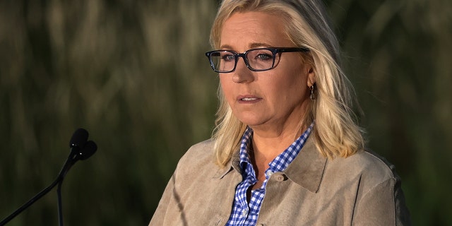 Rep. Liz Cheney, R-WY, speaks to supporters at a primary night event August 16, 2022, in Jackson, Wyoming, as she conceded her race.