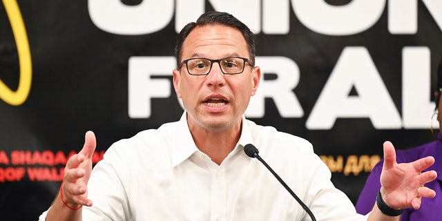 Pennsylvania Democratic gubernatorial candidate Josh Shapiro campaigns at an event in Philadelphia, Pennsylvania on August 18, 2022.