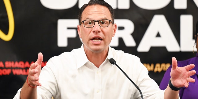 Pennsylvania Democratic gubernatorial candidate Josh Shapiro campaigns at an event in Philadelphia, Pennsylvania on August 18, 2022.