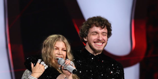 Jack Harlow and Fergie perform onstage at the 2022 VMAs.