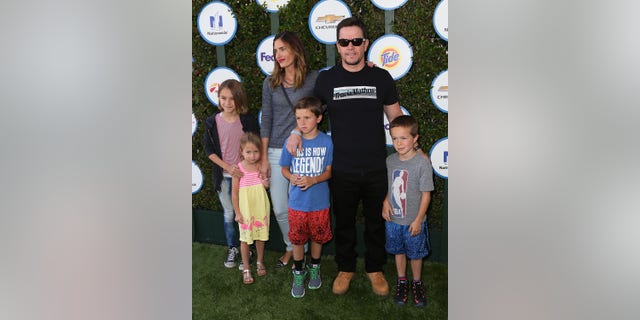 Wahlberg and his wife Rhea Durham share four children: Ella, Micheal, Brendan and Grace. The family is pictured here in 2015.