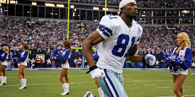 Terrell Owens, 81, of the Dallas Cowboys was introduced during the Cowboys' 20-8 win over the New York Giants at Texas Stadium in Irving, Texas. 