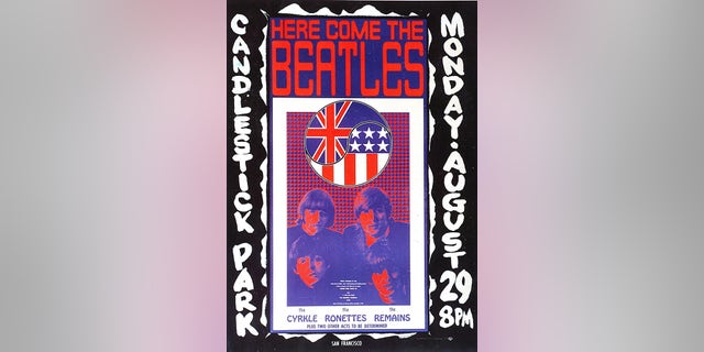 A poster advertising The Beatles' final concert at Candlestick Park in San Francisco, California, on August 29, 1966.