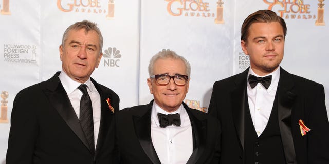 Robert De Niro first worked with Leonardo DiCaprio on "This Boy's Life" in 1993, and insisted Martin Scorsese look into the actor for future work. The three were pictured in 2010.