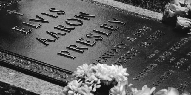 The grave of singer Elvis Presley in Graceland.
