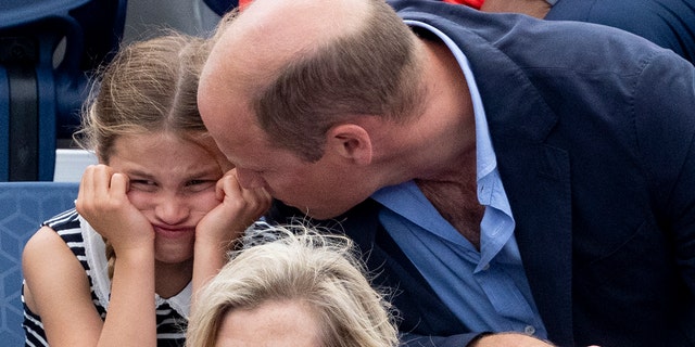 Prince William and Princess Charlotte share a moment during the Commonwealth Games on Aug. 2, 2022, in Birmingham, England.