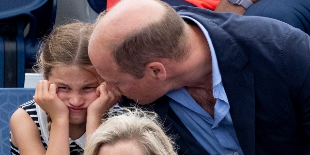 Prince William and Princess Charlotte share a moment during the Commonwealth Games on Aug. 2, 2022, in Birmingham, England.