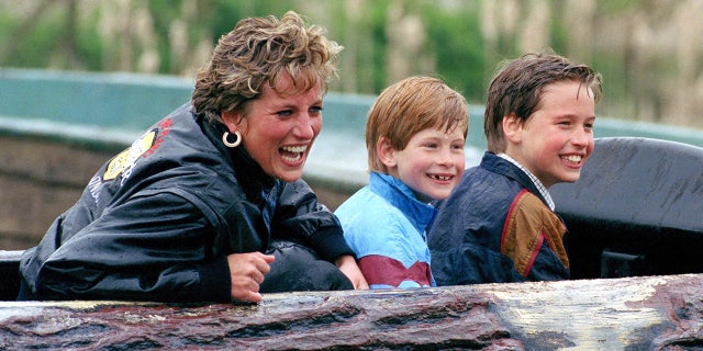 Princess Diana famously took her sons Prince Harry (center) and Prince William to Thorpe Park.