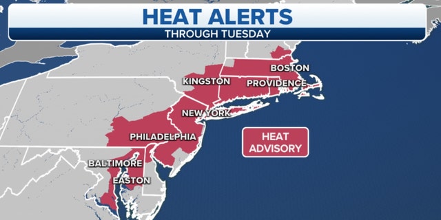 Northeastern heat alerts through Tuesday