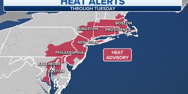 Northeastern heat alerts through Tuesday