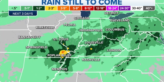 Rain for the next three days in the Midwest and Ohio Valley