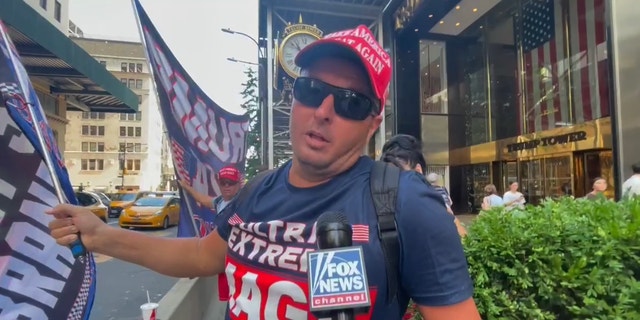 A Trump supporter outside Trump Tower said the former president had done nothing wrong.  (Fox News Digital/ Teni Sahakian)