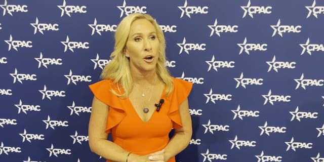 Rep. Marjorie Taylor Greene speaks to Fox News Digital at CPAC Texas. 