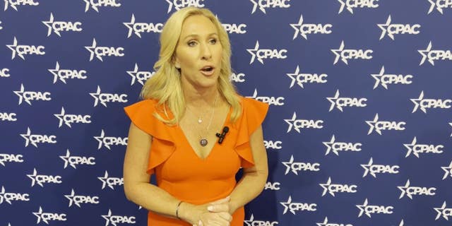 Rep. Marjorie Taylor Greene speaks to Fox News Digital at CPAC Texas. 