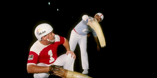Full view of the action during the 1989 Jai Alai Games in Tampa, Florida.