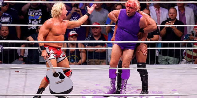 Jeff Jarrett and Ric Flair in action during Ric Flair's Last Match at Nashville Municipal Auditorium on July 31, 2022 in Nashville, Tennessee.