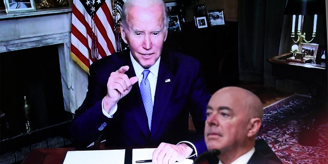 President Biden, appearing via teleconference, delivers remarks at a meeting of the Task Force on Reproductive Healthcare Access during an event at the White House complex on Wednesday, Aug. 3, 2022.