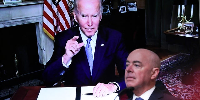 President Biden, appearing via teleconference, delivers remarks at a meeting of the Task Force on Reproductive Healthcare Access during an event at the White House complex on Wednesday, Aug. 3, 2022.