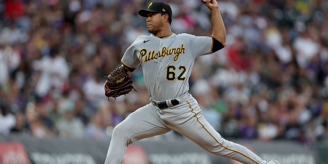 Starting pitcher Jose Quintana #62 of the Pittsburgh Pirates throws against the Colorado Rockies in the fourth inning at Coors Field on July 15, 2022 in Denver, Colorado.