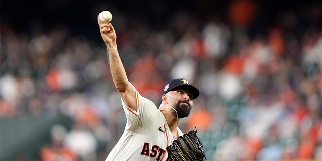 Houston Astros starting pitcher Jose Urquidy throws against the Boston Red Sox during the first inning of a baseball game Wednesday, Aug. 3, 2022, in Houston. 