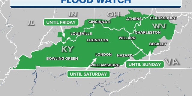 A flood watch in the Kentucky area