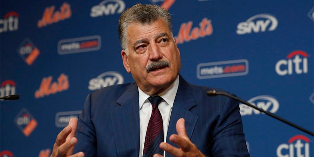 Former New York Met and current broadcaster Keith Hernandez speaks during a press conference before a game between the Mets and the Miami Marlins at Citi Field on July 09, 2022 in New York City. The team is retiring Hernandez' #17 prior to the start of the game. 