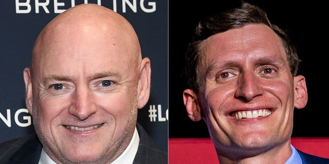 The Senate Leadership Fund is cutting about $8 million in advertising from the Arizona Senate race that hopes Republican candidate Blake Masters (right) will dethrone incumbent Democratic Senator Mark Kelly (left). Ads were supposed to start after Labor Day, but will start in early October.