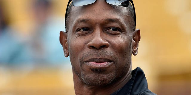 Former Major League Baseball player Kenny Lofton looks on before an exhibition game between the Cleveland Indians and the Chicago Cubs at Cashman Field on March 17, 2018, in Las Vegas, Nevada.