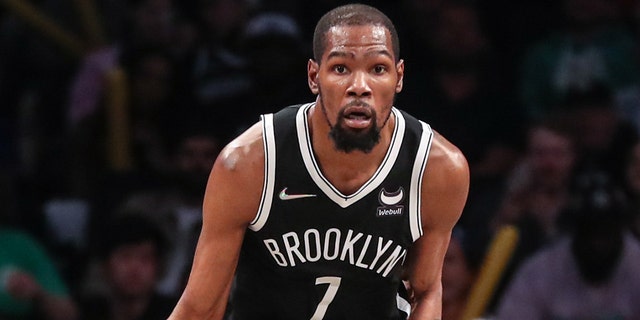 Apr 23, 2022;  Brooklyn, New York, USA;  Brooklyn Nets forward Kevin Durant (7) at Barclays Center.