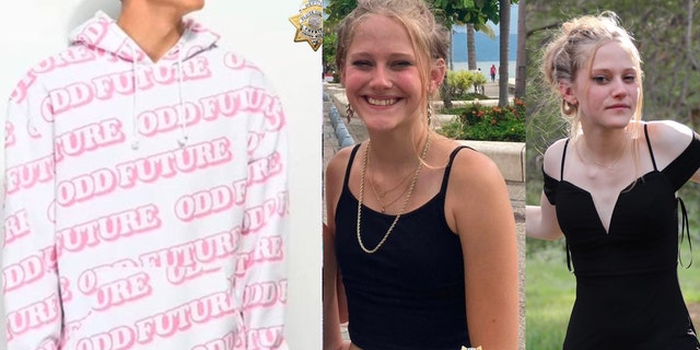 The Placer County Sheriff's Office says Kiely Rodni appeared on video earlier in the night she went missing wearing a pink and white "Odd Future" hoodie.