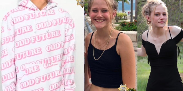 The Placer County Sheriff's Office says Kiely Rodni appeared on video earlier in the night she went missing wearing a pink and white "Odd Future" hoodie.