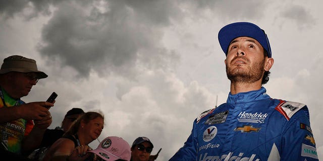 Kyle Larson, driver of the No. 5 HendrickCars.com Chevrolet, enters the track prior to the Go Bowling at The Glen race at Watkins Glen International on Aug. 21, 2022, in Watkins Glen, New York.