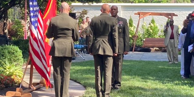 Lt. Gen. Michael Langley is sworn in at a promotion ceremony in Washington, D.C., on Saturday, Aug. 6, 2022.