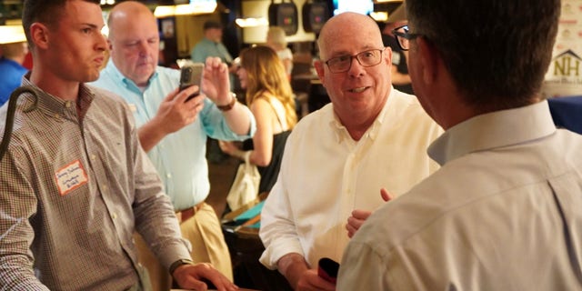 Maryland Governor Larry Hogan meets with the New Hampshire Home Builders Association during their trip to New Hampshire, Portsmouth, New Hampshire, July 12, 2022