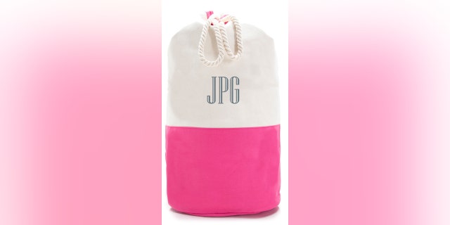 This laundry bag can be personalized with initials.