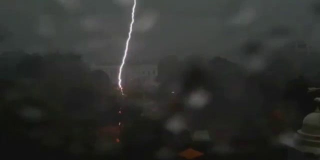 Lightning struck Lafayette Park near the White House on Aug. 4, 2022.