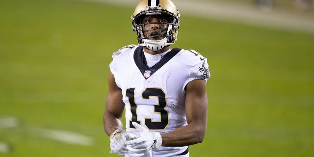 Michael Thomas of the New Orleans Saints against the Philadelphia Eagles at Lincoln Financial Field Dec. 13, 2020, in Philadelphia.
