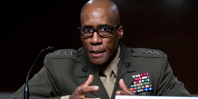 FILE - Lt. Gen. Michael Langley testifies during his Senate Armed Services Committee confirmation hearing in Dirksen Building on Thursday, July 21, 2021.
