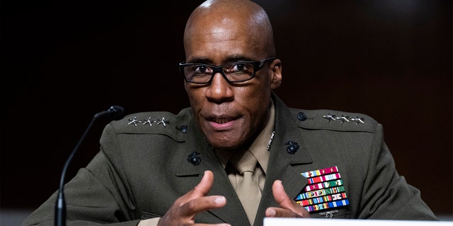 FILE - Lt. Gen. Michael Langley testifies during his Senate Armed Services Committee confirmation hearing in Dirksen Building on Thursday, July 21, 2021. 